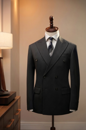 Áo vest ghi trơn sọc chìm 2 hàng khuy – AV428CQ